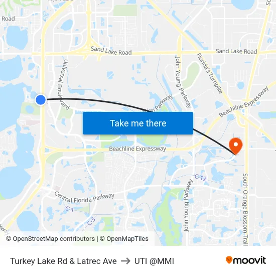 Turkey Lake Rd & Latrec Ave to UTI @MMI map