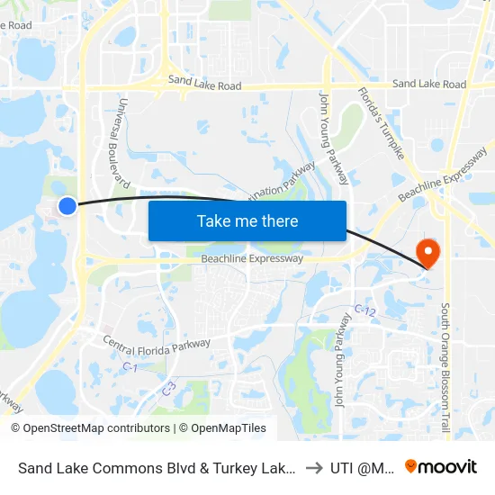 Sand Lake Commons Blvd & Turkey Lake Rd to UTI @MMI map