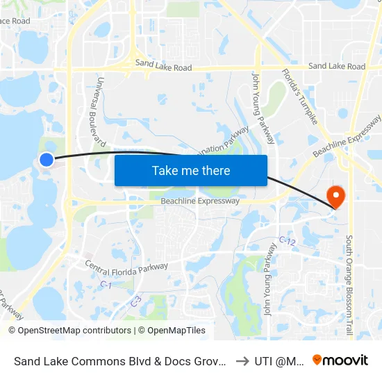 Sand Lake Commons Blvd & Docs Grove Cir to UTI @MMI map