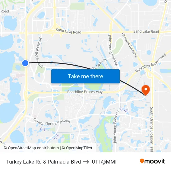 Turkey Lake Rd & Palmacia Blvd to UTI @MMI map