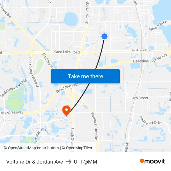 Voltaire Dr & Jordan Ave to UTI @MMI map