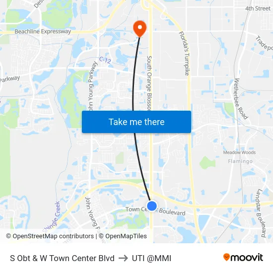 S Orange Blossom Trl & W Town Center Blvd to UTI @MMI map