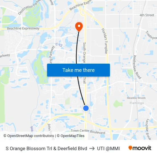 S Orange Blossom Trl & Deerfield Blvd to UTI @MMI map