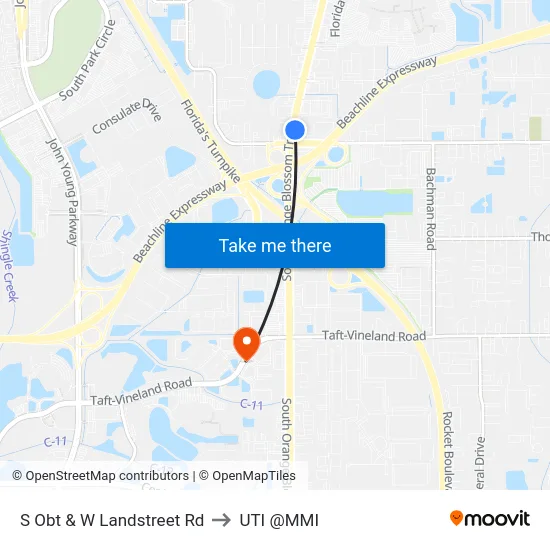 S Orange Blossom Trl & W Landstreet Rd to UTI @MMI map