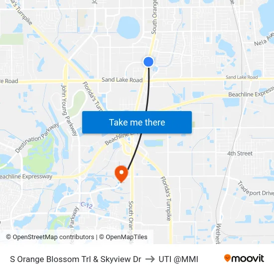 S Orange Blossom Trl & Skyview Dr to UTI @MMI map