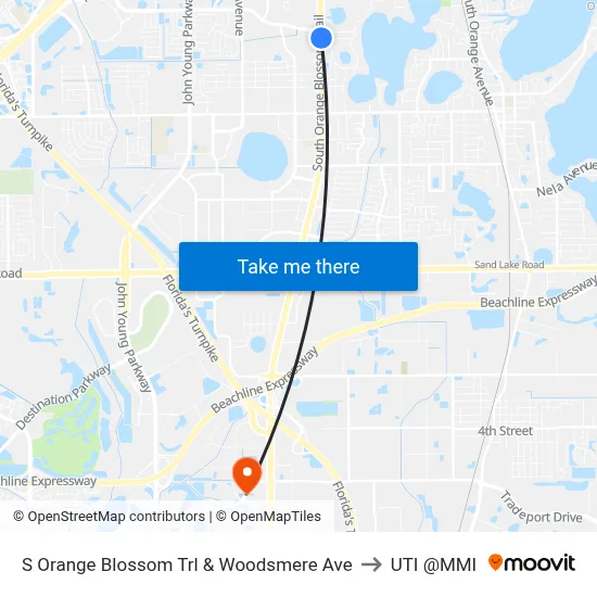 S Orange Blossom Trl & Woodsmere Ave to UTI @MMI map