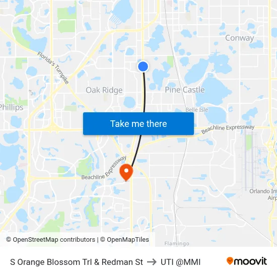 S Orange Blossom Trl & Redman St to UTI @MMI map
