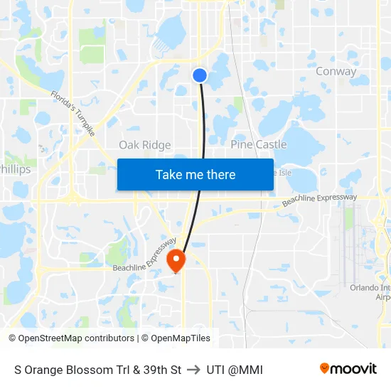 S Orange Blossom Trl & 39th St to UTI @MMI map