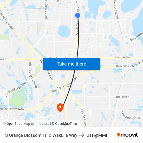 S Orange Blossom Trl & Wakulla Way to UTI @MMI map