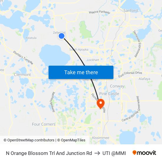 N Orange Blossom Trl And Junction Rd to UTI @MMI map