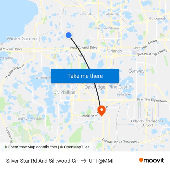 Silver Star Rd And Silkwood Cir to UTI @MMI map