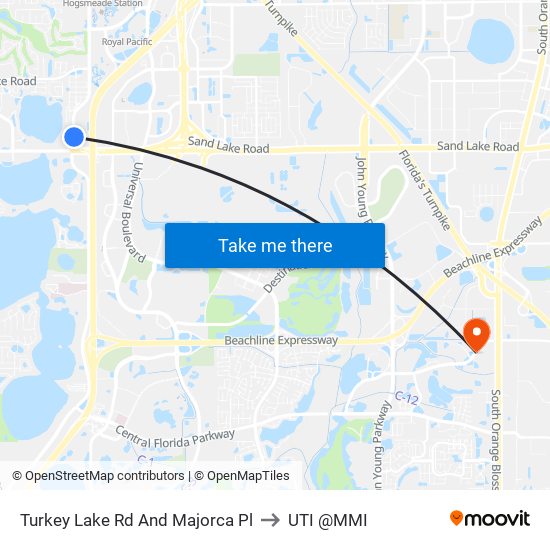 Turkey Lake Rd And Majorca Pl to UTI @MMI map