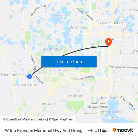 W Irlo Bronson Memorial Hwy And Orange Lake Blvd to UTI @MMI map