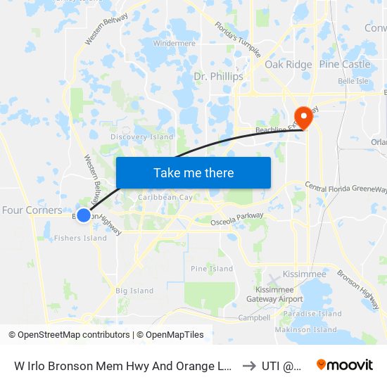W Irlo Bronson Mem Hwy And Orange Lake Blvd to UTI @MMI map