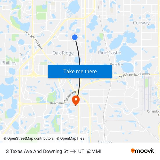 S Texas Ave And Downing St to UTI @MMI map