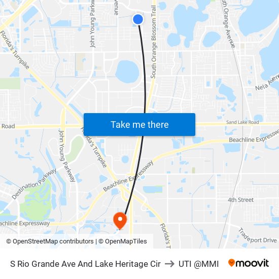 S Rio Grande Ave And Lake Heritage Cir to UTI @MMI map