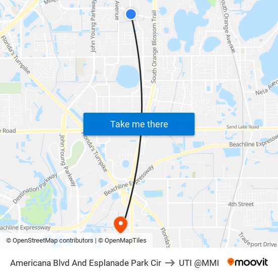 Americana Blvd And Esplanade Park Cir to UTI @MMI map