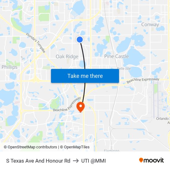 S Texas Ave And Honour Rd to UTI @MMI map