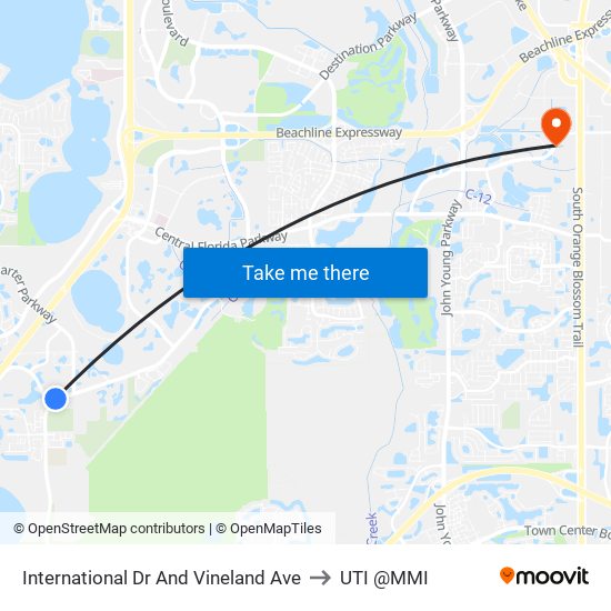 International Dr And Vineland Ave to UTI @MMI map