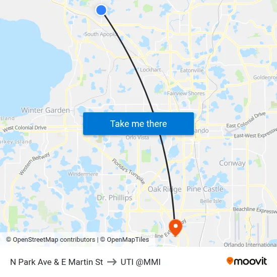N Park Ave & E Martin St to UTI @MMI map