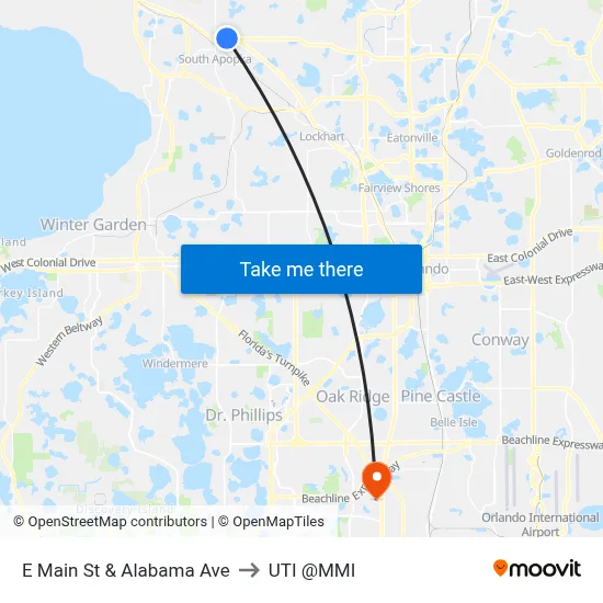 E Main St & Alabama Ave to UTI @MMI map