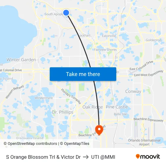 S Orange Blossom Trl & Victor Dr to UTI @MMI map