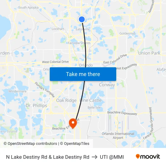 N Lake Destiny Rd & Lake Destiny Rd to UTI @MMI map