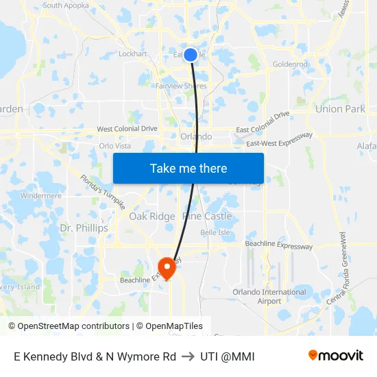 E Kennedy Blvd & N Wymore Rd to UTI @MMI map