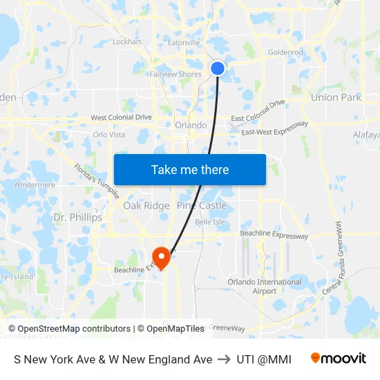 S New York Ave & W New England Ave to UTI @MMI map