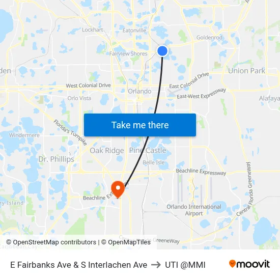 E Fairbanks Ave & S Interlachen Ave to UTI @MMI map