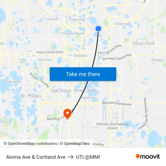 Aloma Ave & Cortland Ave to UTI @MMI map