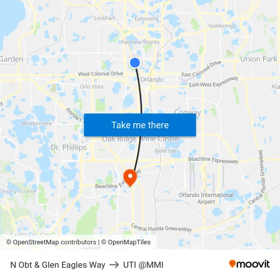 N Orange Blossom Trl & Glen Eagles Way to UTI @MMI map