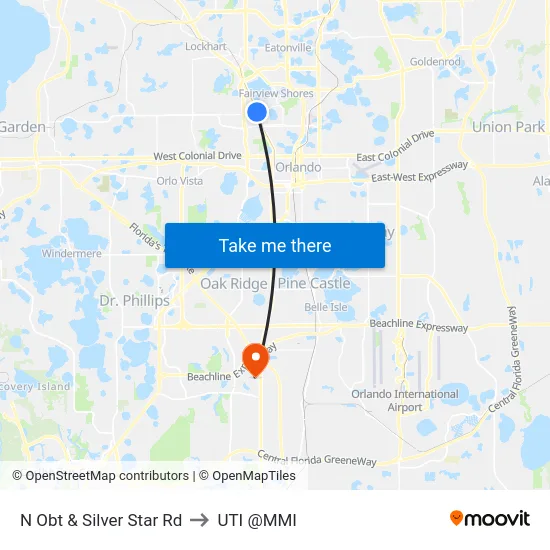 N Orange Blossom Trl & Silver Star Rd to UTI @MMI map
