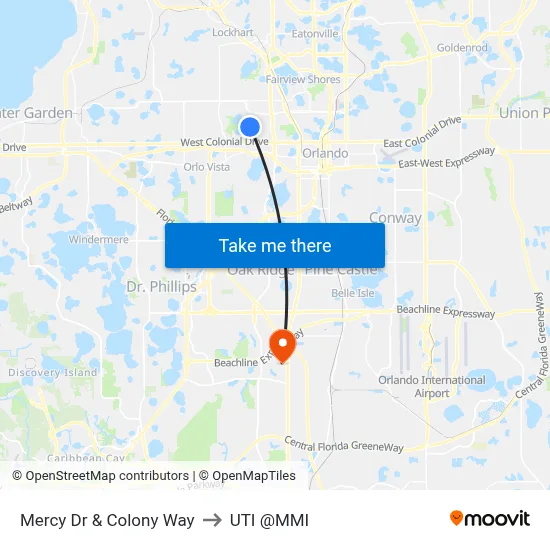 Mercy Dr & Colony Way to UTI @MMI map