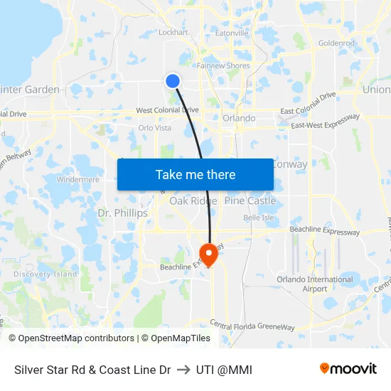 Silver Star Rd & Coast Line Dr to UTI @MMI map