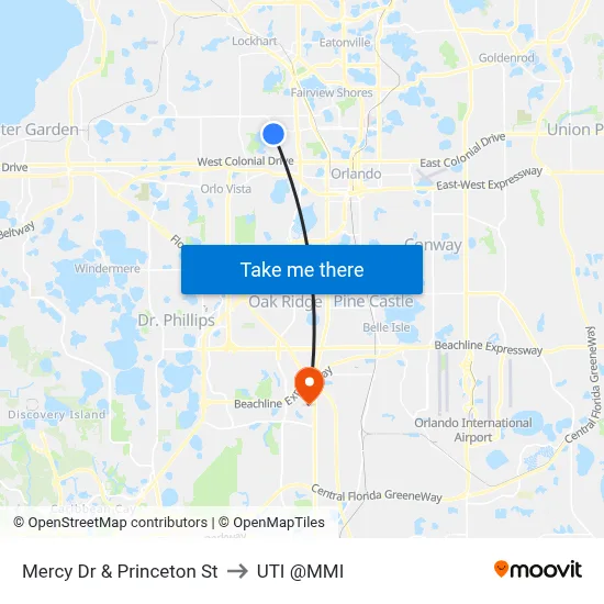 Mercy Dr & Princeton St to UTI @MMI map