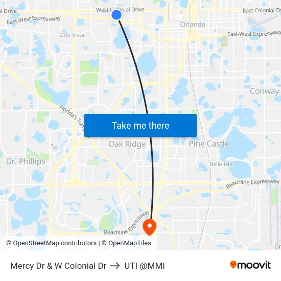 Mercy Dr & W Colonial Dr to UTI @MMI map