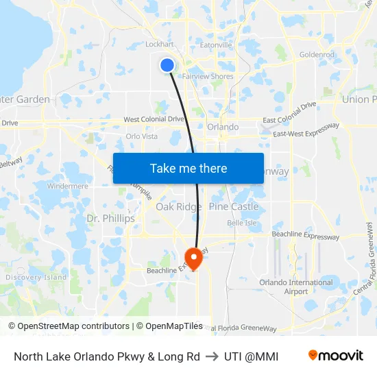 North Lake Orlando Pkwy & Long Rd to UTI @MMI map