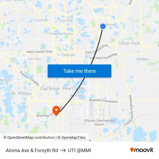 Aloma Ave & Forsyth Rd to UTI @MMI map
