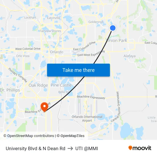 University Blvd & N Dean Rd to UTI @MMI map