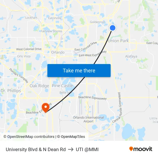 University Blvd & N Dean Rd to UTI @MMI map