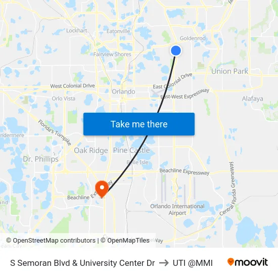 S Semoran Blvd & University Center Dr to UTI @MMI map