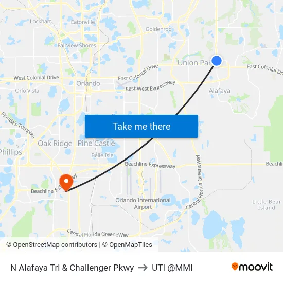 N Alafaya Trl & Challenger Pkwy to UTI @MMI map