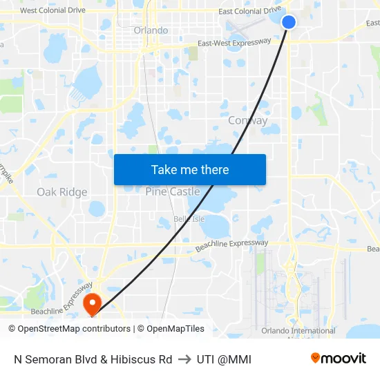 N Semoran Blvd & Hibiscus Rd to UTI @MMI map