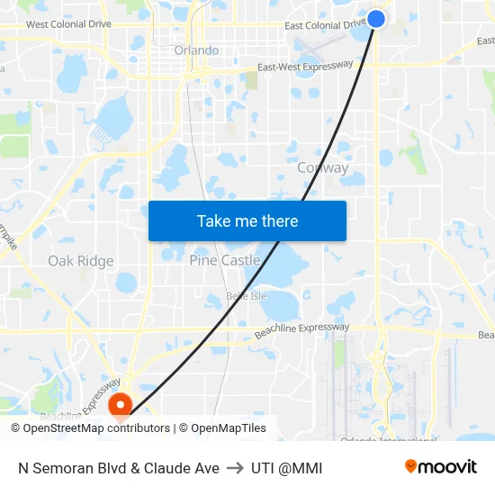 N Semoran Blvd & Claude Ave to UTI @MMI map