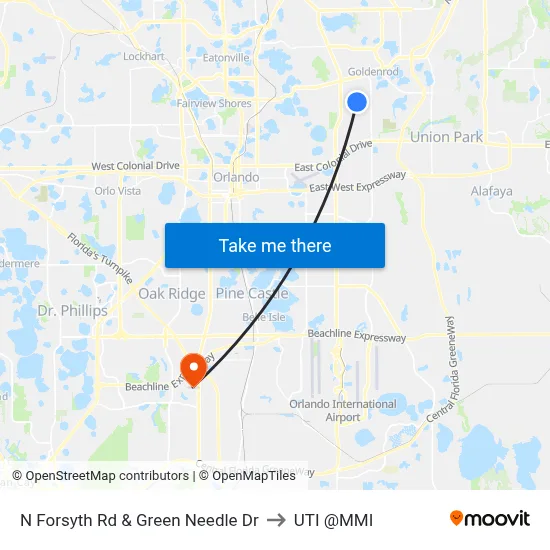 N Forsyth Rd & Green Needle Dr to UTI @MMI map