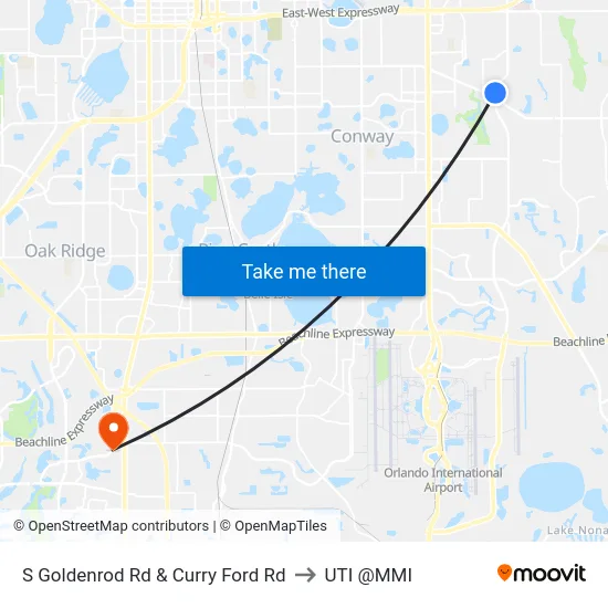 S Goldenrod Rd & Curry Ford Rd to UTI @MMI map