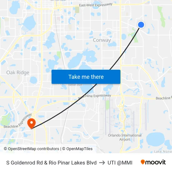 S Goldenrod Rd & Rio Pinar Lakes Blvd to UTI @MMI map