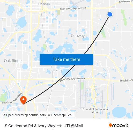 S Goldenrod Rd & Ivory Way to UTI @MMI map
