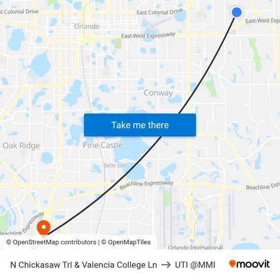 N Chickasaw Trl & Valencia College Ln to UTI @MMI map